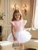 Amazon Nueva Falda Corta Niña Camiseta con Perlas y Mangas Volantes Falda de Princesa Europa y América Versátil Falda Pontón Transfronteriza Niños Pequeños y Medianos