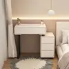 Penteadeira nova de placa de rocha 2026, cor creme para quarto, design mini, moderno e minimalista, com armário de armazenamento integrado