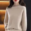 Processamento Suéter de Lã Personalizado Feminino Gola Alta Yuanbao Sete Pontos Manga Dolman Suéter de Tricô Cor Sólida Estilo Coreano Suéter de Caxemira