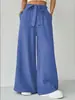 Pantalones de pierna ancha para mujer de comercio exterior transfronterizo en stock, pantalones largos holgados de moda, pantalones drapeados versátiles casuales de color brillante para mujer de primavera y verano
