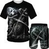 2025 comércio exterior transfronteiriço masculino caveira tendência slim cool AliExpress verão novo terno manga curta curto