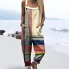 Nuevo mono casual de verano para mujer europeo y americano con tirantes, estampado digital 3D y botones