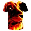 Camiseta de Manga Corta para Hombre 2021 Nuevo ExporT León de Fuego Estampado Digital 3D para Hombre