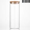 En stock 100mm boca recta tapa de bambú tarro de almacenamiento sellado hogar cocina té granos tarro de almacenamiento botella de vidrio fabricante