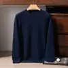 26 Suéter de Cashmere 100% Puro Outono/Inverno, Suéter de Tricô Masculino Espesso com Gola Redonda e Manga Raglan, Suéter de Cashmere Leve de Luxo para Negócios