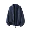 Retrô Americano 7 Pinos Tricô Pesado Cardigan Masculino Primavera e Outono Jaqueta de Tricô com Zíper Duplo Masculina Outono e Inverno