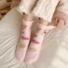 Calcetines de Terciopelo Coral para Mujer, No Sueltan Pelusa, de Longitud Media, Lindos de Oso para Dormir, Calcetines Cálidos para el Piso del Hogar, Venta al por Mayor en Zhuji