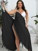 Falda de Playa Enteriza Europea y Americana de Talla Grande para Mujer, Falda Irregular con Tirantes, Empalme de Borlas, Vestido Multifuncional