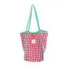Bolso de hombro a cuadros con correa de color block estilo coreano bolso de mano serie de color dopamina bolsa de compras tipo tote casual de gran capacidad