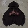 Cárdigan de Moda Y2K Estilo Europeo y Americano con Letras Transfronterizas de Espuma, Suelto, Estilo Urbano Hip-Hop, Sudadera con Capucha y Cierre