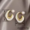 Aretes Irregulares de Metal para Pintura al Óleo para Mujer, Tapones para Orejas de Perla de Imitación, Diseño de Nicho, Joyería Elegante Estilo Coreano