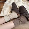 Calcetines de Lana para Mujer, Estilo Otoño e Invierno, Calcetines Cálidos Retorcidos de Media Pantorrilla, Calcetines Holgados Forrados de Felpa y Engrosados, Calcetines de Invierno para Embarazadas, Calcetines para el Hogar