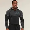 Cara Sonriente Transfronteriza Sudadera con Capucha y Media Cremallera para Hombre Diseño Secado Rápido Transpirable Elástica Corte Ajustado Ropa Deportiva para Entrenamiento Físico