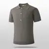 2026 Estilo Old Money Ligero Maduro Textura Raya de Foso Verde Tejido de Punto Camisa POLO Cuello de Solapa Prendas de Punto Cómodo Manga Corta para Hombre
