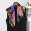 Pañuelo Cuadrado de Algodón Estilo Pintura al Óleo con Estampado de Arte Vintage, Pañuelo de Seda Decorativo Suave y Versátil, Nuevo Pañuelo de Cuello de Moda para Mujer