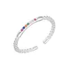 Anillo de Plata de Ley 925 Zirconia Arcoíris Simple y Compacto Mini Personalizado Colorido Piedra Preciosa Anillo Abierto Combinación Apilamiento