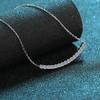 Collar de Plata de Ley S925 para Mujer, Versátil y de Gama Alta, Colgante de Moissanita de 90 Puntos, Cadena para Clavícula con Cara Sonriente, Joyería que No se Desvanece