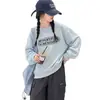Sudadera holgada para niña de otoño, nuevo modelo 2026, estilo coreano para niños mayores, top de color liso de moda con estampado de letras