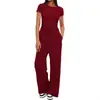 Conjunto de Calça Wide Leg Casual de Manga Curta para Mulheres, Roupa Esportiva de Trabalho, Conjunto de Duas Peças para Lazer, Primavera e Outono, Transfronteiriço Europeu e Americano 2026