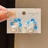 Dulce Lenguaje de Flores de Perla~Pendientes de Cristal de Zirconia y Perla Estilo Francés, Pendientes Frescos, Dulces y Elegantes, Pendientes de Nicho de Lujo Ligero para Mujer
