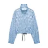 Ins Roupas Femininas AliExpress Mais Vendidos Gola Alta Poá Gaze Jaqueta Bomber Estilo Piloto Peça de Exterior