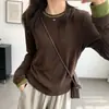 2026 Otoño Invierno Ropa Interior Terciopelo Musgo Estilo Coreano Bloque de Color Logo Pequeño Moda Camisa Capa Base con Más Terciopelo Mujer Estilo Coreano Top de Temperamento Mujer