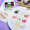 Nuevo Patrón de Nueve Cuadrículas Satinado Gel Color Macarrón Degradado Pintura Difuminada Esmalte en Gel Sin Limpiar en Stock
