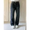 Jeans Rasgado Retrô Americano Azul Escuro Modelador Design de Nicho Calças Hip Hop Perna Reta Tendência