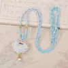 Colar de Joias em Brocado Song Chinês Tradicional, Colar com Pingente de Cabacinha Azul Claro Fresco e Fecho Ruyi, Ornamento em Brocado Song Estilo Antigo