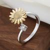 Anillo Giratorio de Girasol Nuevo Producto Transfronterizo para Mujer, Diseño de Girasol Giratorio, Joyería de Mano de Moda Estilo Europeo y Americano para Apilar