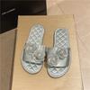 Pantuflas de Satén Estilo Francés para Mujer Verano Hogar Interior Cuatro Estaciones Satén de Gama Alta Primavera y Otoño Suela Suave Silencioso Verano Ropa de Exterior