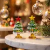 Venda quente transfronteiriça Zibo esmalte colorido mini árvore de Natal sólida artesanato de vidro para desktop pequenos presentes de Natal atacado
