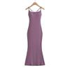 Vestido Largo Sexy Estilo Europeo y Americano Kardashian sin Espalda con Vibras de Deseo Puro, con Almohadillas en el Pecho y un Corte Cruzado en la Espalda, Vestido de Tirantes Ajustado