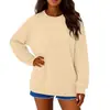 Moletom Feminino Cor Sólida Tamanho Europeu Transfronteiriço 2025 Moda Gola Redonda Solto Casual Pulôver