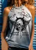 Comercio electrónico transfronterizo Amazon nueva camiseta sin mangas de cuello redondo con estampado de calavera, alas, guitarra, rock and roll, rota para mujer