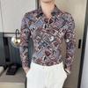 Nova camisa masculina da moda manga longa camisa estampada da moda slim polegada vestuário versão de coleta de fornecimento transfronteiriça-P5X20
