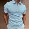 Camisa Polo Listrada Masculina com Zíper AliExpress Amazon Europeia e Americana Transfronteiriça Camiseta Polo Estampada Digital