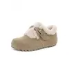 Zapatos de Algodón Birkenstock de Suela Gruesa para Mujer 2025 Nuevo Otoño e Invierno Forrados de Felpa Zapatos de Algodón de Frijol Engrosados Botas de Nieve Cálidas de Una Pierna