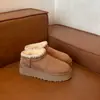 Primer Encuentro Botas de Nieve de Suela Gruesa Forradas de Lana para Mujer Estilo Nuevo Invierno 2026 Zapatos de Algodón con Piel Cálida del Noreste Más Vendidos