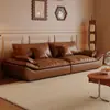 Luxo Leve Italiano Barco à Vela Arranhador de Gato Couro com Cera de Óleo Sofá Casa de Aluguel Pequeno Apartamento Estilo Celebridade da Internet Sofá de Linha Reta Sala de Estar