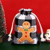 Novo Natal xadrez saco de algodão janela cordão espartilho saco de doces de Natal Natal xadrez de algodão espartilho bolso