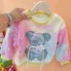 Sudadera Gruesa con Forro de Felpa para Niñas con Diseño de Oso de Dibujos Animados, Nuevo Estilo Invierno 2026, Ropa Infantil para Comercio Exterior al por Mayor