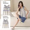 Pijama de Verano para Mujer, Algodón Puro con Almohadillas en el Pecho, Camiseta sin Mangas y Shorts, Nuevo Estilo 2026, Estilo Delgado de Dibujos Animados Lindos, Ropa de Casa Estilo Celebridad de Internet