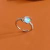 Anillo Abierto de Cobre con Diseño Simple de Planeta de Piedra Lunar para Mujer, Sensación de Alta Calidad, Microincrustación de Circonita, Tamaño Ajustable