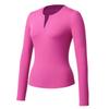 Ropa Deportiva Cruzada de Cuello en V de Manga Larga para Mujer, Tops Lisos Ajustados, Camisetas, Camisetas Interiores Elásticas Ajustadas Adelgazantes