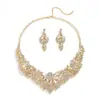 Set de Joyería Nupcial Colorido Europeo y Americano Transfronterizo Collar Pendientes Dos Piezas Diseño de Joyería para Banquete de Bodas para Mujeres