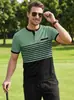 Camisa Polo a Rayas Bloque de Color de Verano para Hombre Amazon Estilo de Negocios Europeo y Americano Cuello Henley Casual Transpirable Manga Corta
