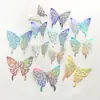 Juego de 12 Piezas de Pegatinas de Mariposa Hueca para Pared, Pegatinas Decorativas Festivas 3D Tridimensionales para el Hogar de Navidad, Decoración Tridimensional