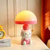 Luz Noturna Rosa de Desenho Animado Hello Kitty Lâmpada de Cogumelo com Três Cores Lâmpada de Mesa para Quarto Lâmpada de Cabeceira Lâmpada Criativa de Atmosfera para Desktop