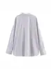 Roupas Femininas 2026 Primavera Nova Moda Estilo Europeu e Americano Camisa Longa de Popeline Listrada Estilo Lenço Feminino
